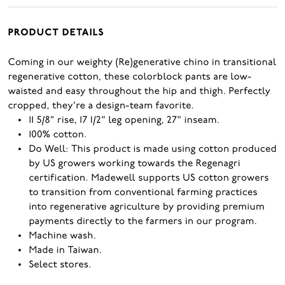 Madewell Colorblock High Waist Utility Chino Pant - Picture 5 of 8